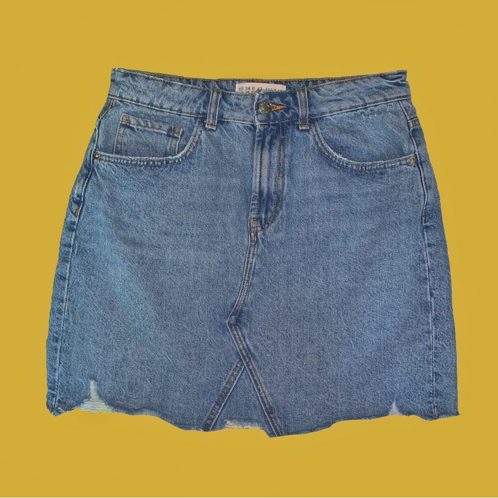Primark Distressed Hem Denim Skirt